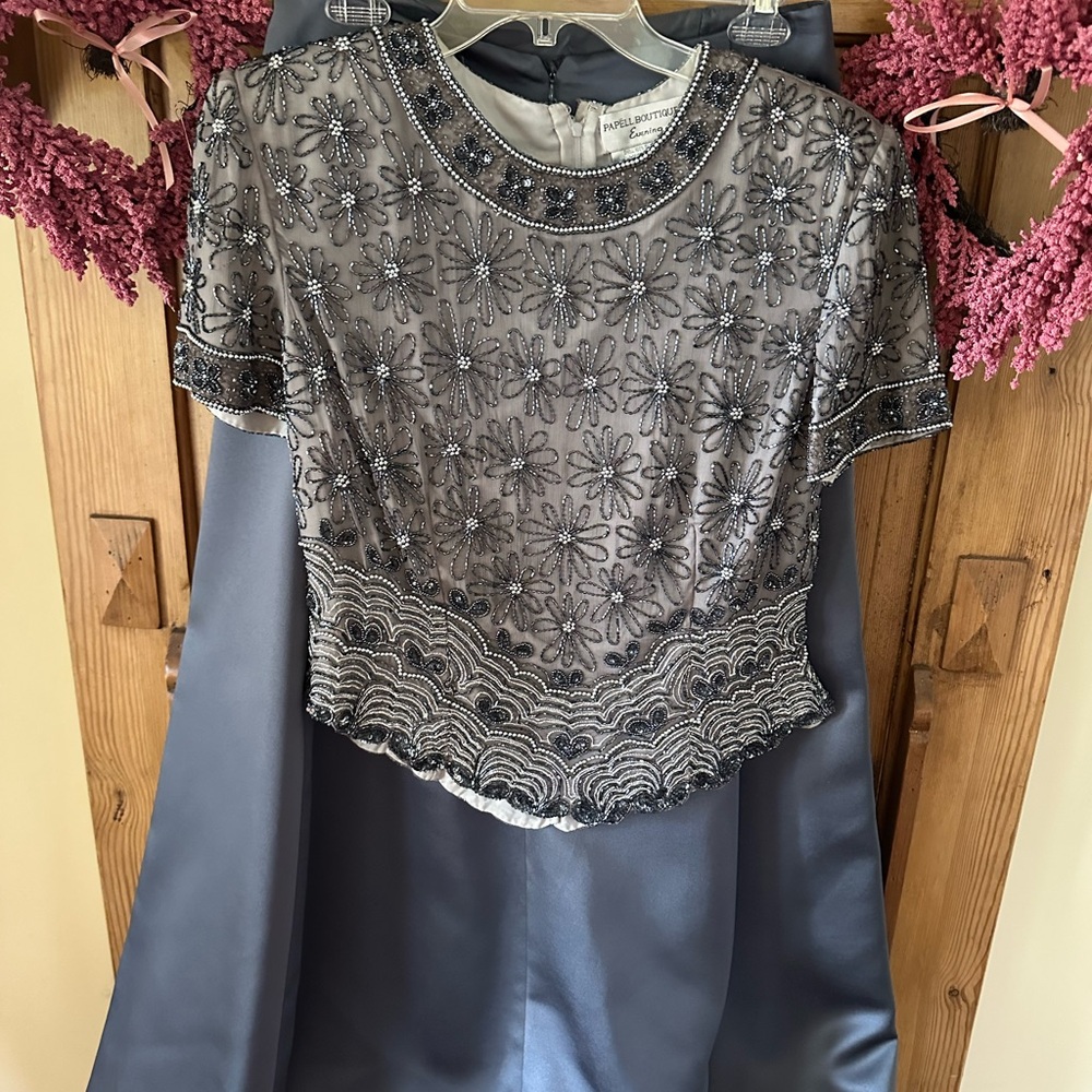 Elegant Beaded Floral Top and Skirt Set